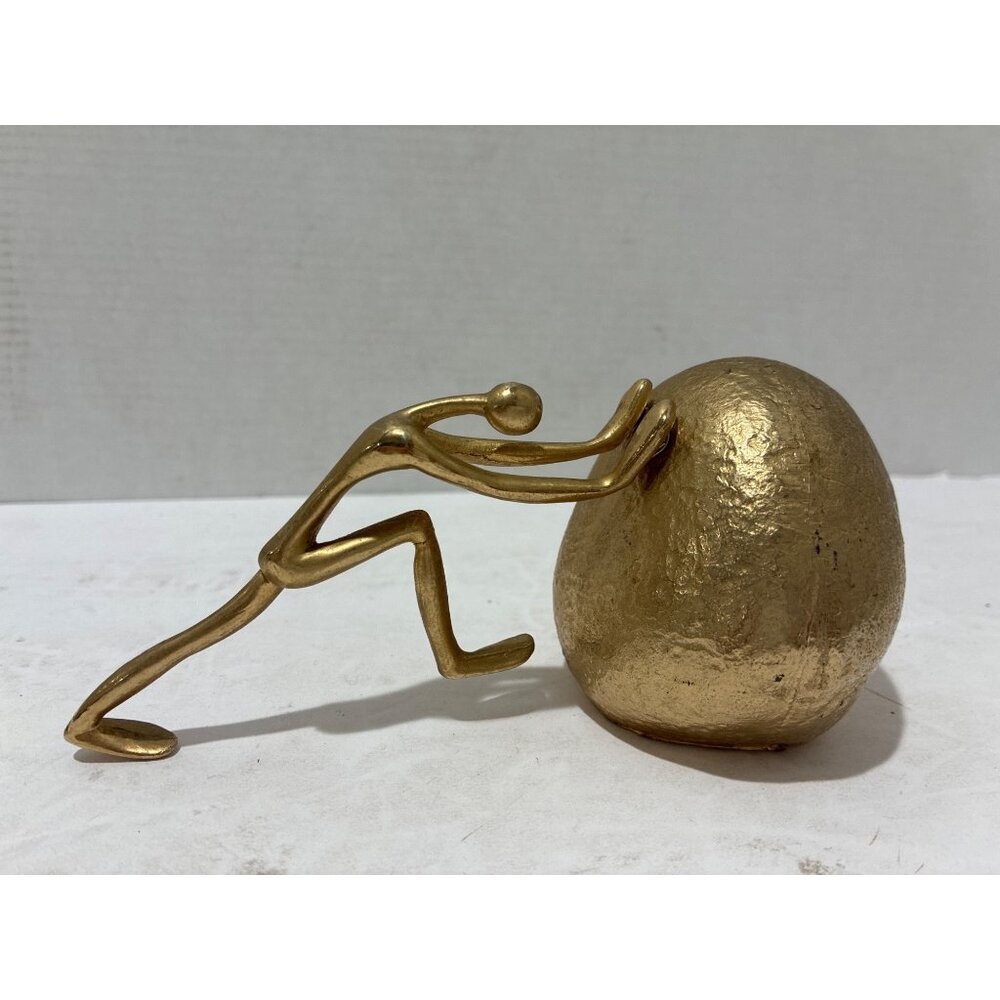 Vintage MCM Modern Ted Arnold Sisyphus Man Pushing Rock Sculpture Paperweight